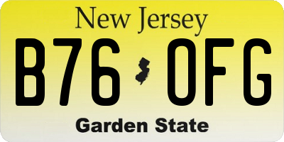 NJ license plate B76OFG