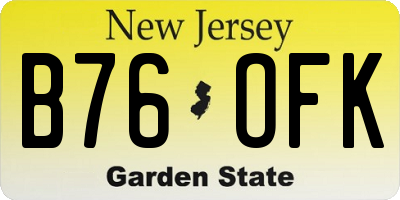 NJ license plate B76OFK