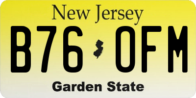 NJ license plate B76OFM