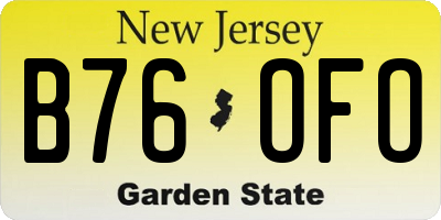 NJ license plate B76OFO