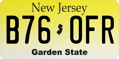 NJ license plate B76OFR
