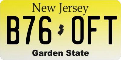 NJ license plate B76OFT
