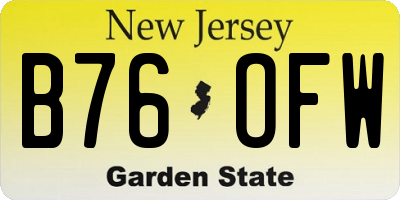 NJ license plate B76OFW