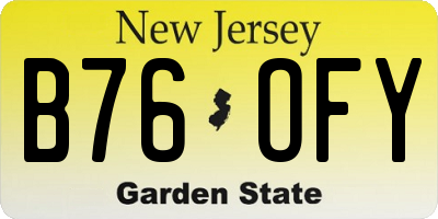 NJ license plate B76OFY
