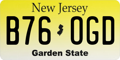 NJ license plate B76OGD