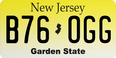 NJ license plate B76OGG