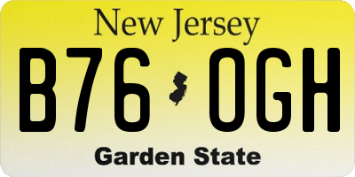 NJ license plate B76OGH