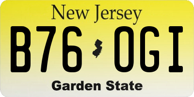 NJ license plate B76OGI