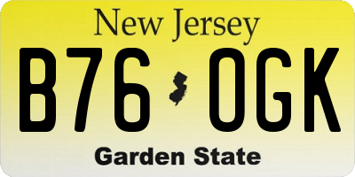 NJ license plate B76OGK