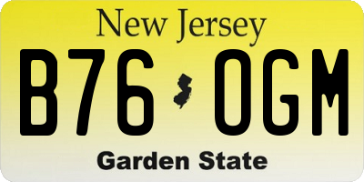 NJ license plate B76OGM