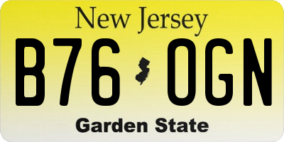 NJ license plate B76OGN