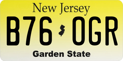 NJ license plate B76OGR