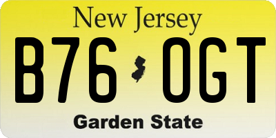NJ license plate B76OGT