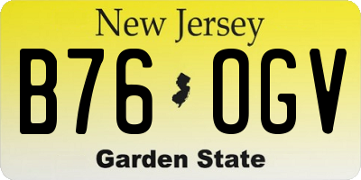 NJ license plate B76OGV