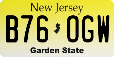 NJ license plate B76OGW