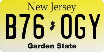 NJ license plate B76OGY
