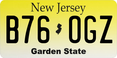 NJ license plate B76OGZ