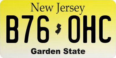 NJ license plate B76OHC
