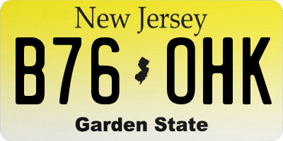 NJ license plate B76OHK