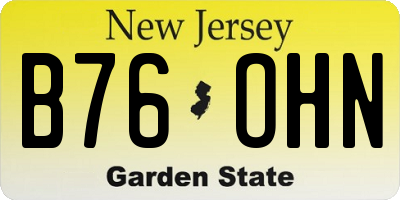 NJ license plate B76OHN