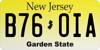 NJ license plate B76OIA
