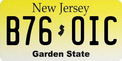 NJ license plate B76OIC