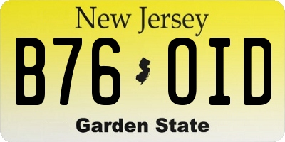 NJ license plate B76OID