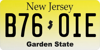 NJ license plate B76OIE