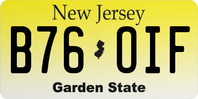 NJ license plate B76OIF