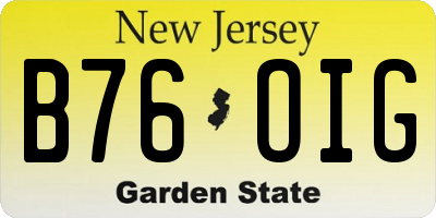 NJ license plate B76OIG