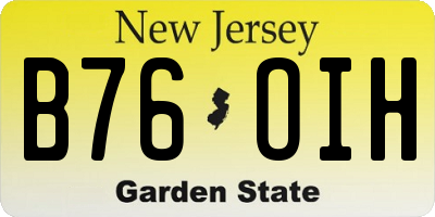NJ license plate B76OIH