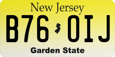 NJ license plate B76OIJ