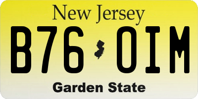 NJ license plate B76OIM