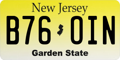 NJ license plate B76OIN