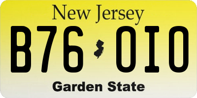 NJ license plate B76OIO