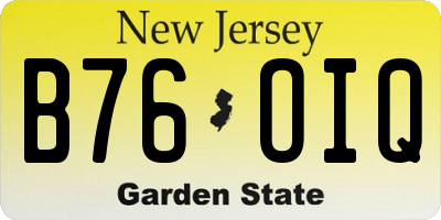 NJ license plate B76OIQ