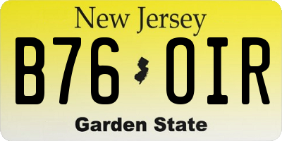 NJ license plate B76OIR