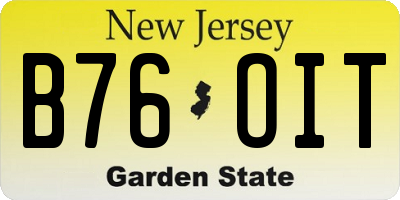 NJ license plate B76OIT