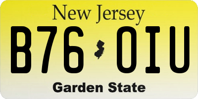 NJ license plate B76OIU