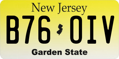 NJ license plate B76OIV