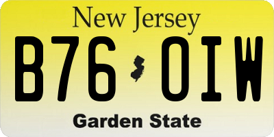 NJ license plate B76OIW