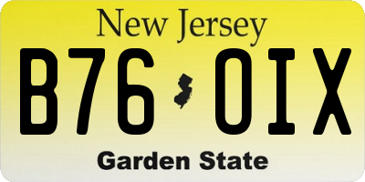 NJ license plate B76OIX