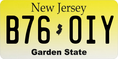 NJ license plate B76OIY