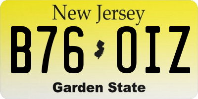 NJ license plate B76OIZ