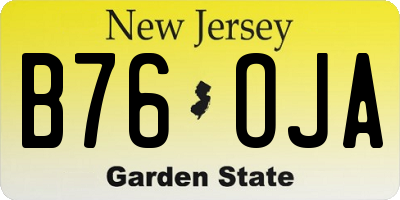 NJ license plate B76OJA