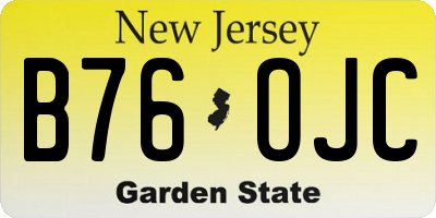 NJ license plate B76OJC