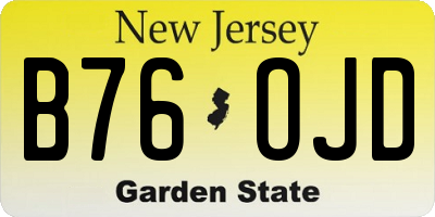 NJ license plate B76OJD