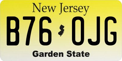 NJ license plate B76OJG