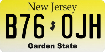 NJ license plate B76OJH