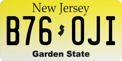 NJ license plate B76OJI
